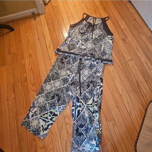 MAIDENFORMโNAVY/WHITE FLOWY PJโSET